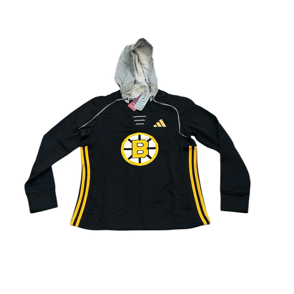 Boston Bruins Adidas Women’s Skate Lace‎ Pullover Hoodie Sweatshirt